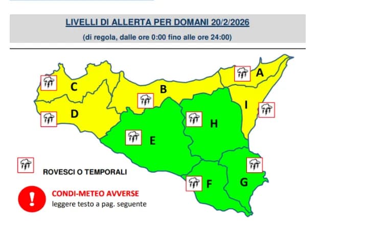 Allerta gialla domani, tornano vento e pioggia