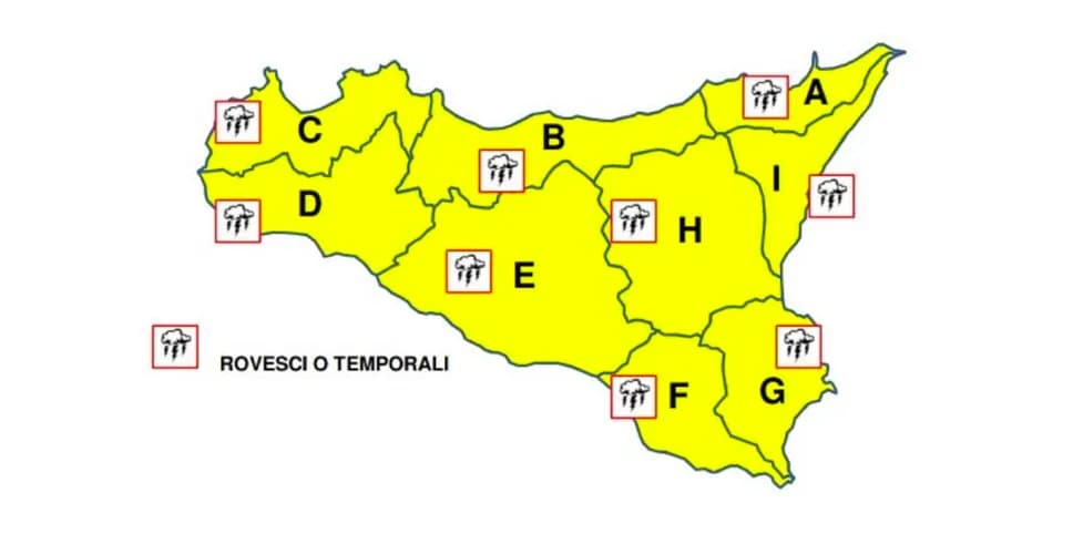 Meteo: Allerta gialla per domani in Sicilia