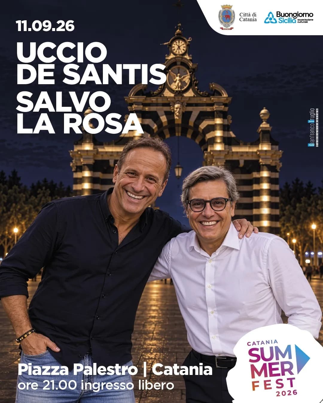 Catania Summert Fest, cresce l’attesa per Uccio De Santis e Salvo La Rosa in piazza Palestro