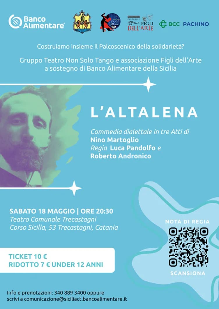 Non Solo Tango e Figli dell’Arte in scena con L’Altalena di Martoglio per Banco Alimentare della Sicilia