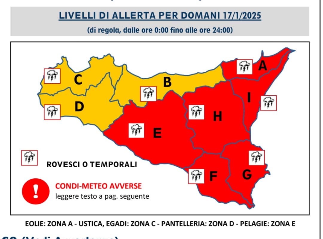 Allerta meteo rossa, scuole chiuse a Catania