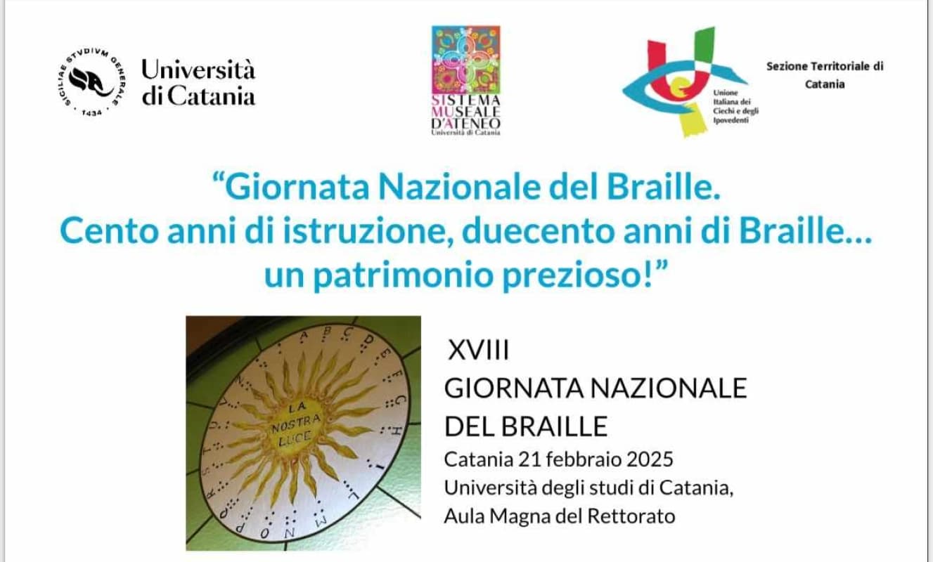 “Giornata Nazionale Braille”, il convegno al Rettorato di Catania