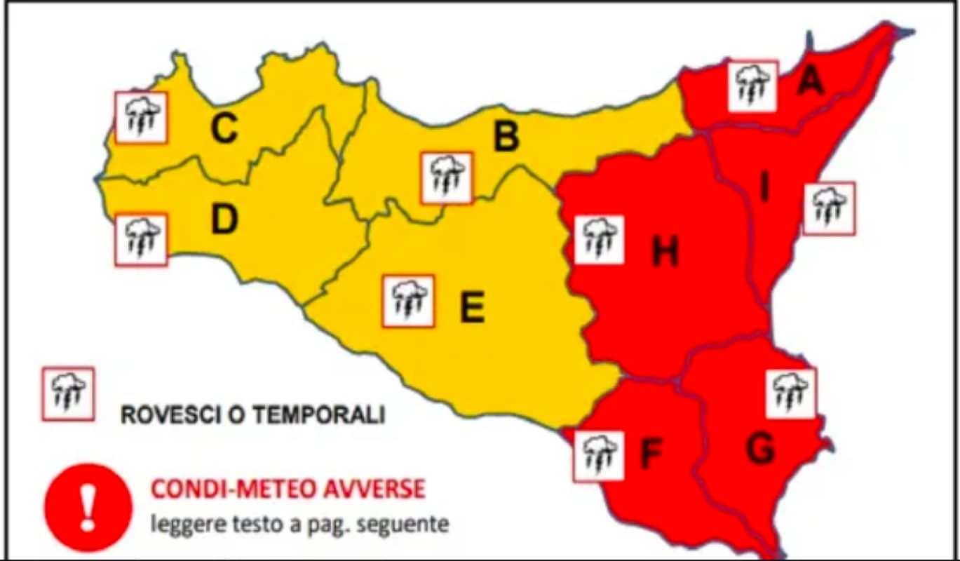 Maltempo in Sicilia, per domani allerta in tutta l’isola