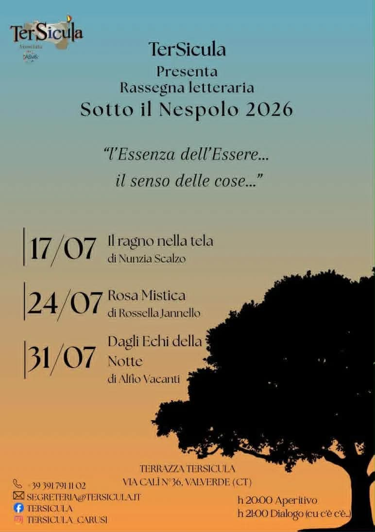 Torna la rassegna letteraria “Sotto il nespolo”, tre appuntamenti a Valverde con libri, scrittori e cultura