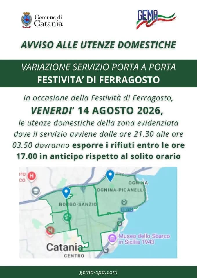 Raccolta rifiuti, gli orari del fine settimana a Catania centro