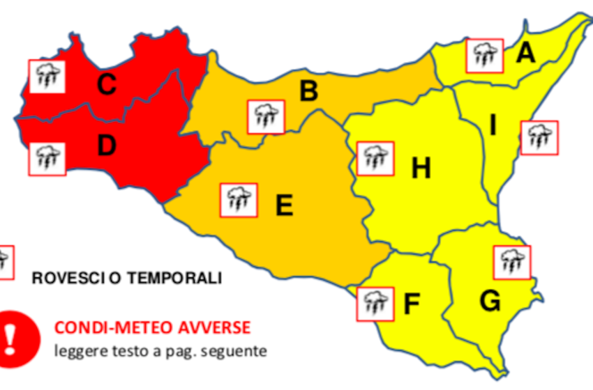  Meteo, giornata di maltempo: allerta rossa a Trapani e nel Palermitano