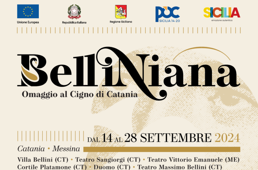  A settembre al via Belliniana, la rassegna omaggio al Cigno di Catania